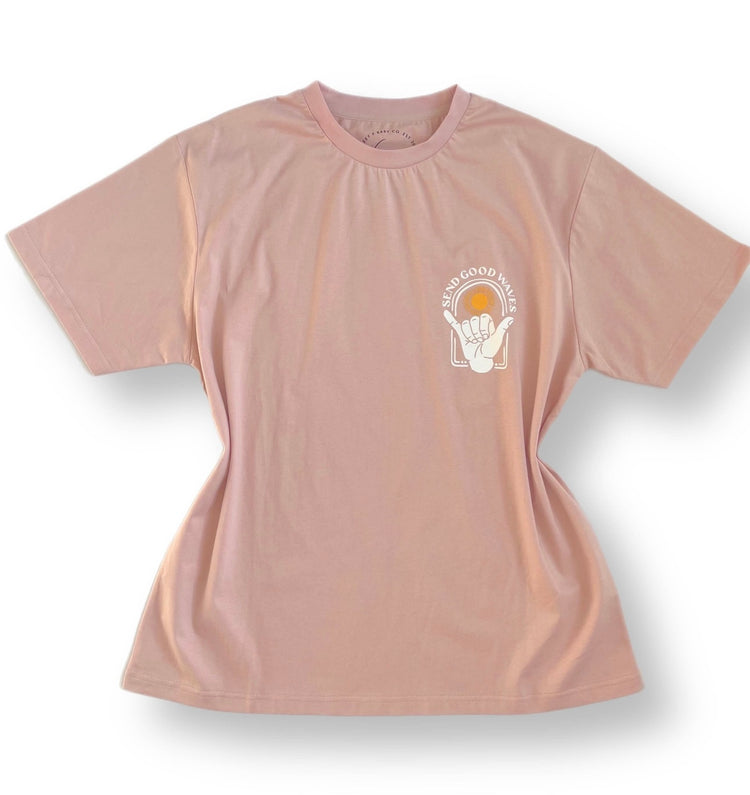Mauve Send Good Waves Tee