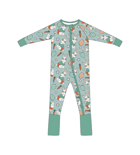 Blue Groovy Bunny Romper