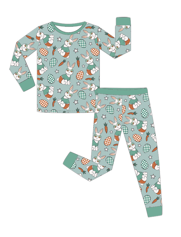 Blue Groovy Bunny Two Piece Set