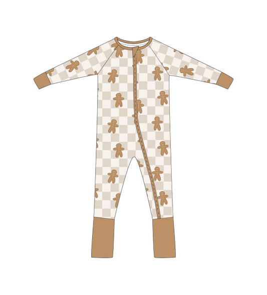 Gingerbread Men Zip Up Romper