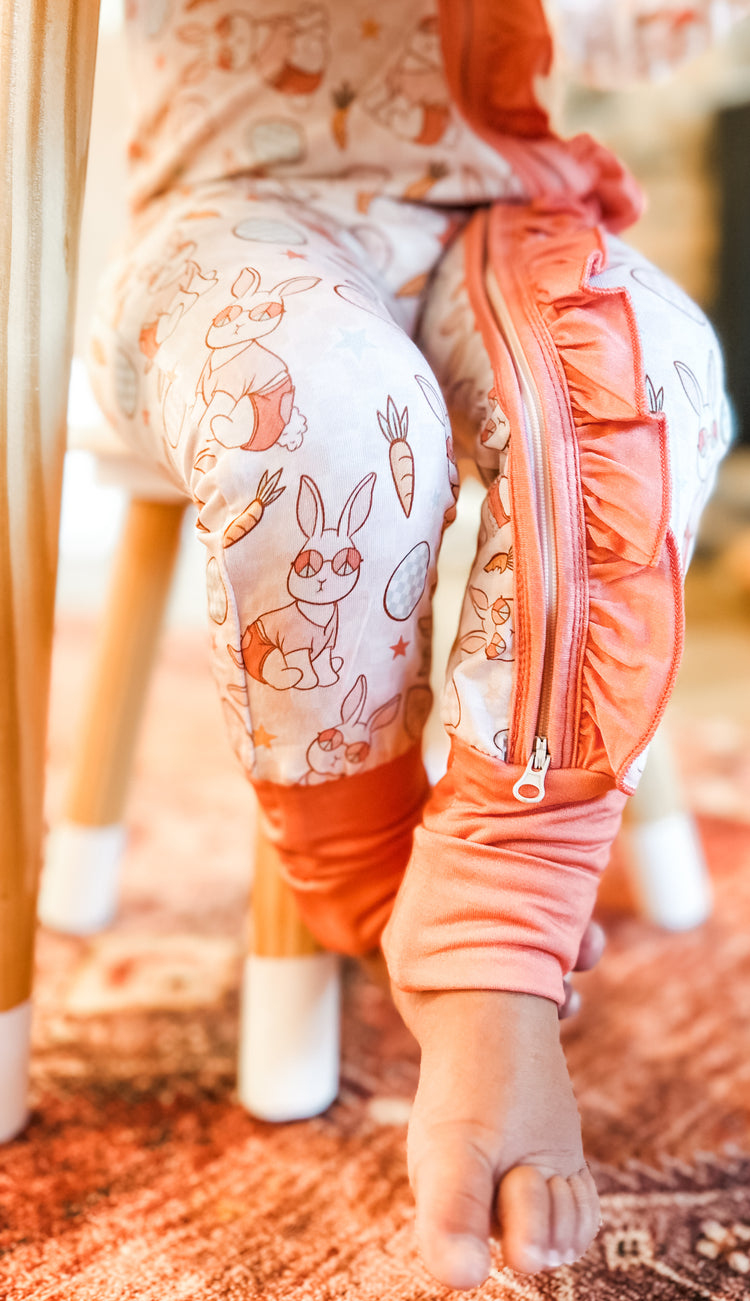 Peach Groovy Bunny Romper